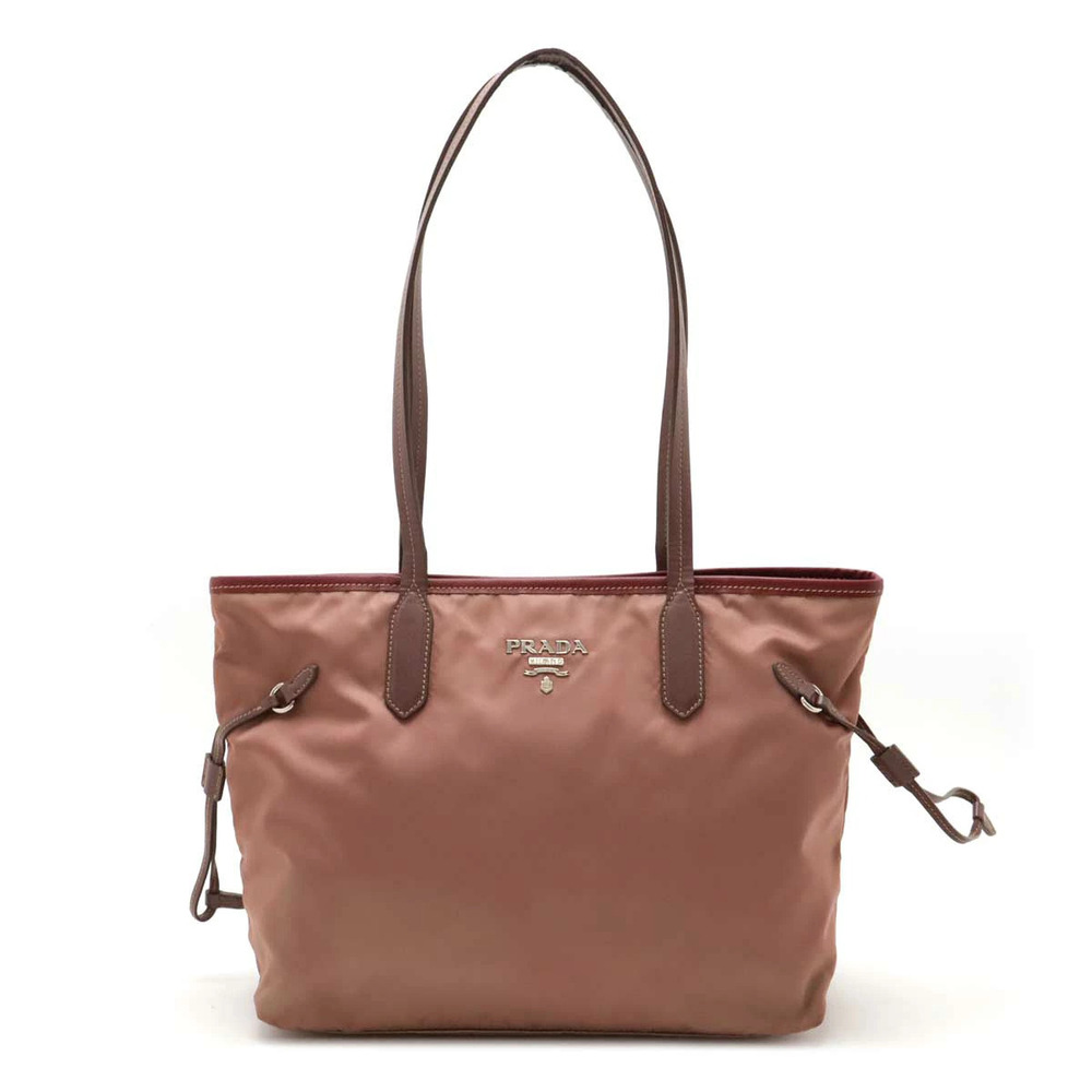 Prada Tote Tessuto Saffiano Bag Shoulder Leather Pink Bordeaux Purple